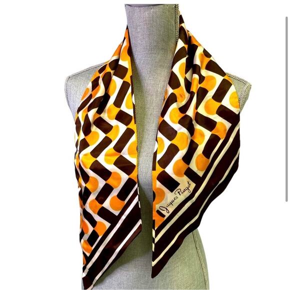 VINTAGE Jaques Piaget Scarf Womens MCM Mid Century Old Money Luxury Signed - Picture 1 of 5